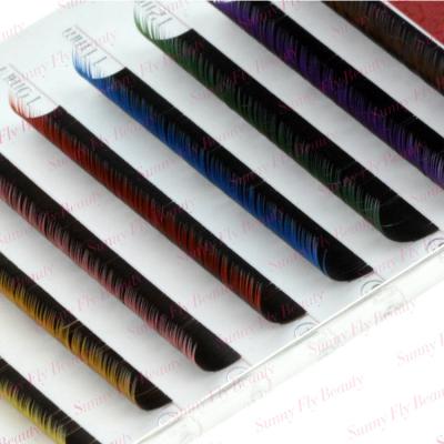 China Natural Soft Colorful 0.15 Mink Two Tone Shade Synthetic Eye Lick Extension for sale