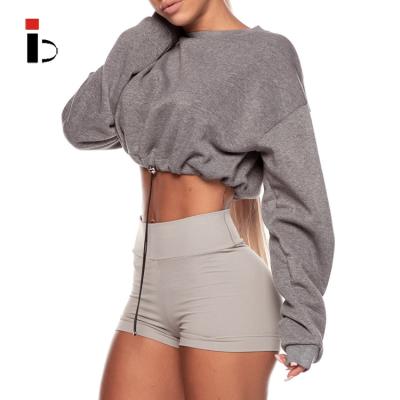 China Hot Custom Casual French Culture Sweater Top Selling Women's Breathable Sweatshirt Crewneck Terry Oversized Cropped Gym Active for sale