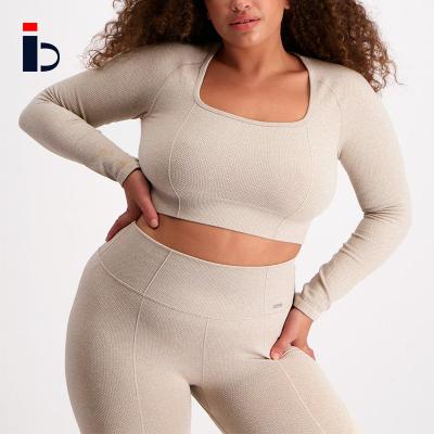 China Breathable Women Yoga Set 2 Piece Vital Sport Suit Gym Clothes Fitness Long Sleeve Crop Top Shirt High Waist Shorts Sportswear for sale