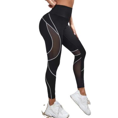 China Fashion Breathable Design Custom Color Blocks Quilting Mesh Panels Yoga Pants High Waist Women Breathable Gaiters for sale