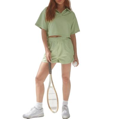 China New Arrival Solid Color Plain Tennis Suit Women High Quality T-shirt Breathable And Shorts 2 Pieces Set Casual Wear Sports Wear for sale