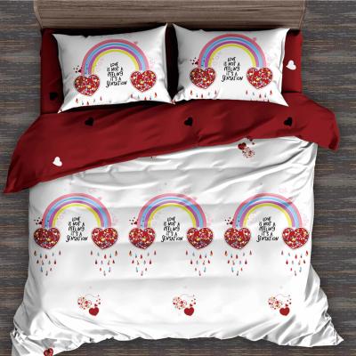 China Good quality printing new designer bed and four piece bed set for sale