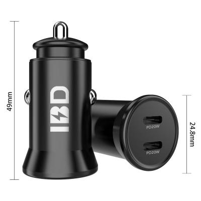 China Laptops IBD Car Charger Adapter Dual USB Port PD20W 40W USB C Fast Car Charger For Iphone 13 for sale