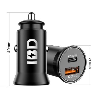 China Mobile Phone 30W Ibd 48W QC 3.0 Power Supply PD Car Charger Portable Usb C Laptop Phone Charger for sale