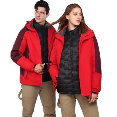 China High-quality Warm Winter Light Down Jacket Fashionable Contrasting Sleeve Zipper-up Hooded Three-in-one Outdoor Jacket For Men for sale