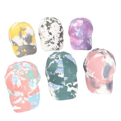 China Explosive Tie-Dye Open Cross Ponytail Hat Fashion Hats Outdoor Shading In Summer Promotional Baseball Hats For Men And Women for sale