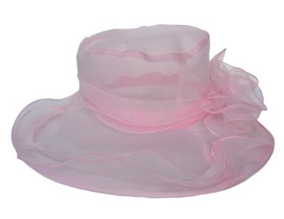 China Ruffles Flower Organza Lace  Elegant Party Wedding Ladies Wide Brim Hat for sale