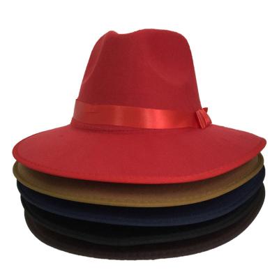 China High Quality Wool Fabric Felt Wide Brim Fedora Hat Wholesale Unisex Custom Travel Panama Jazz Hat for sale