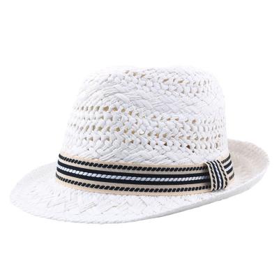 China Summer Hand-Woven Top Hat Hollow Breathable  Sunshade Sunscreen Straw Hat Foldable Beach Jazz Hat for sale