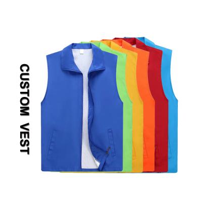 China Mens Fashion Cheap Windbreaker Jacket Custom Design Waterproof Fabric Sleeveless Advertising Work Wear Unisex Zipper Vest for sale