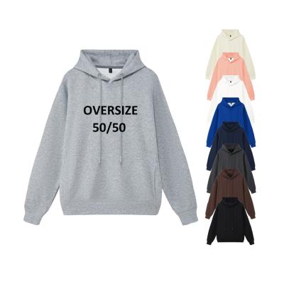 China Factory Wholesale 50/50 Blend Sweatshirt Fashion Pullover Hoodies Multiple Colors Custom Embroidery Logo Oversize Hoodies for sale