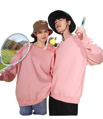 China Oversized Sweatshirt Cotton Velvet Round Neck Pullover Custom LOGO Pink Green Winter Thick Sweatshirt For Young Girls Boys for sale