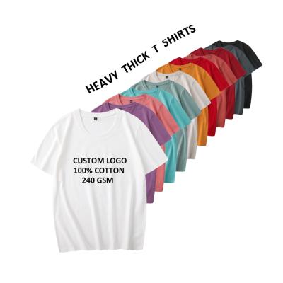 China Men Clothing Good Quality Breathable 100% Cotton T-Shirts Heavy Thick White Basic O-Neck Tshirt Custom For Tall Big  Men for sale