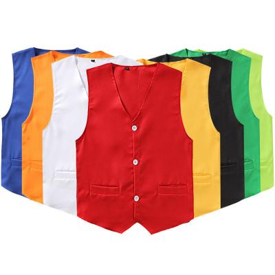 China Fashion Restaurant Supermarket Uniform Designs Wholesale Cheapest Work Vest Support Custom Logo For Waiter And Waitress for sale