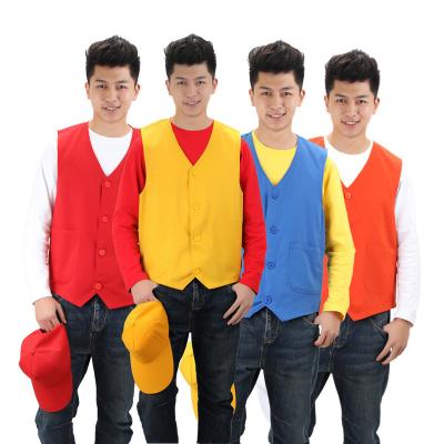 China Custom Design High Quality Buttons Front Jacket Vest Sleeveless V-neck Fashion Restaurant Supermarket Staff Waistcoat For Waiter for sale