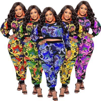 China African Plus Size 5XL Sets For Women Clothing Floral Casual Two Piece Pants Set Women Elegant Fashion Outfit for sale