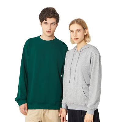 China Liquid Ammonia No-iron Double-sided Round Neck Sweatshirt Drop Shoulder Plain Loose Cotton Blend Sweatshirt for sale