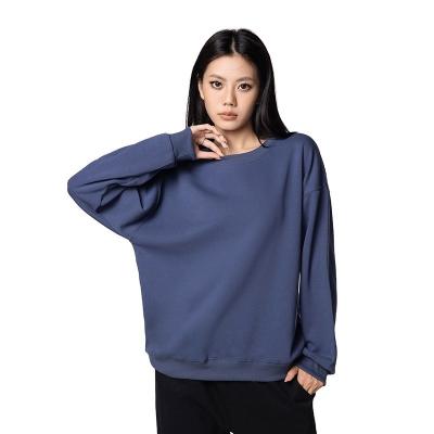 China Hot Sale Soft And Warm 400G Fleece Round Neck Drop Shoulder Plus Size Blank Sweatshirt Custom Logo Oversize  For Men And Women for sale