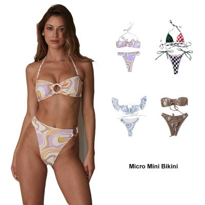 China Trendy Bandeau Swimsuits Floral Print Micro Mini Bikini Cute Bathing Suit Designer Flawless 18 Teen Sexy Bikinis for sale