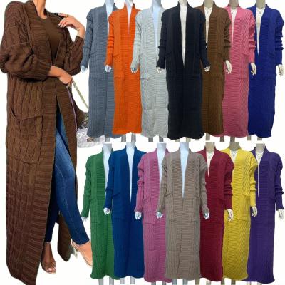 China Hot Style Long Sweater Coat Plus Size S-5XL Ladies Fall Winter Casual Plain Knit Maxi Long Cardigan For Woman for sale