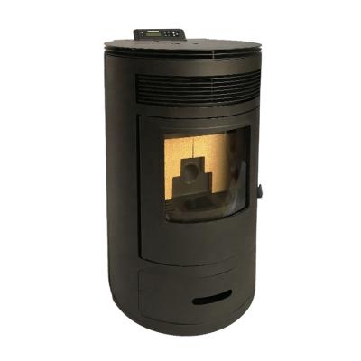 China Modern Modern Cylindrical Portable Fireplace 12kw Pellet Fast Heating Stove for sale