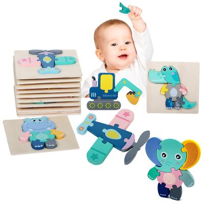 China Wholesale Wooden Cartoon Puzzle Toy Wholesale Wooden 3d Stereoscopic Children's Traffic Loop Puzzle Kindergarten Early Education Wooden Toys for sale