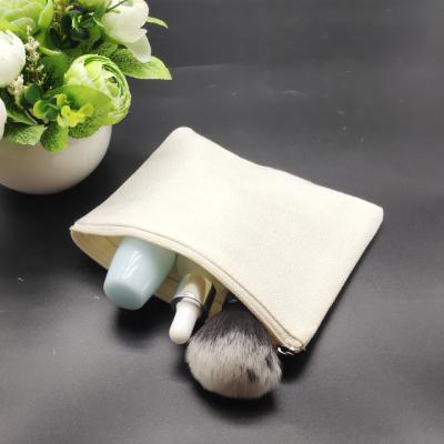 China Fashion Beauty Bag Zipper Pouch Wholesale Eco Friendly White Canvas Makeup Bag for sale