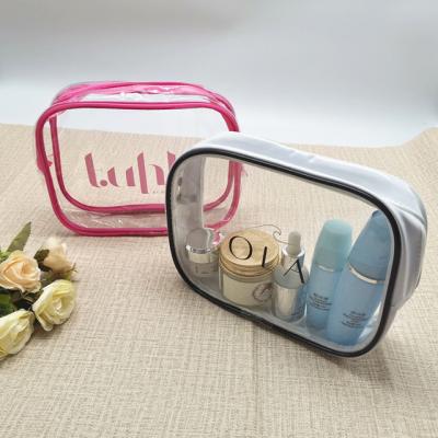 China Folding LUMI Personalized Customized LOGO Travel Cosmetic Bag Transparent PVC Makeup Bag Wholesale PVC Bag for sale