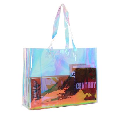 China Durable Transparent PVC Hologram Tote Bag PVC Shopping Holographic Bag With Handle for sale