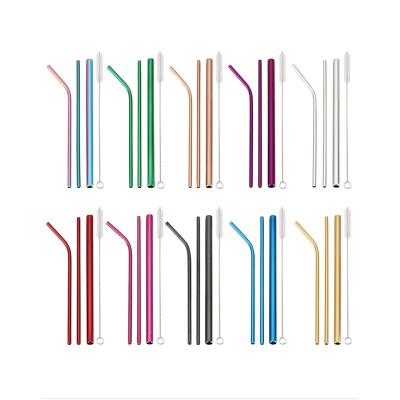 China Sustainable 4pcs/set Food Grade Eco-Friendly Plated Color To Customize Stainless Steel Straw Set for sale