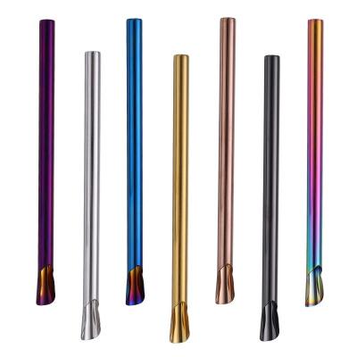 China Sustainable 2021 New Product 1*21.5cm Stainless Steel Colorful Customizable Bubble Tea Sorbet Straw for sale