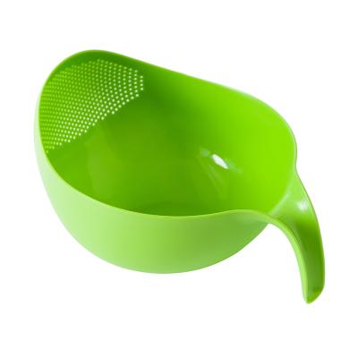 China Kitchen Tool Food Grade Plastic Sustainable Rice Bean Peas Washing Filter Basket Bowl for sale