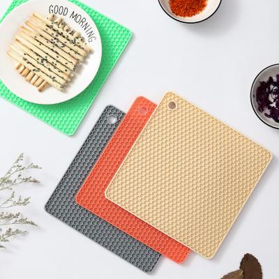 China Dining Table Viable Accessories Pot Holder Place Mat Silicone Non-Slip Square Mat for sale