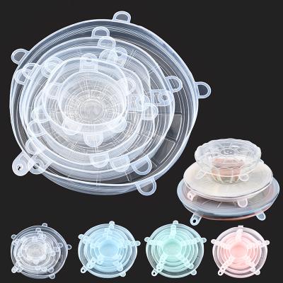 China 6Pcs/Set Viable Multifunctional Silicone Cover Stretch Food Containers Lids For Box Bowl Bottle for sale