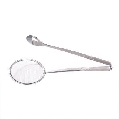 China 2 Viable in 1 Kitchen Sieve Strainer Tongs Fry Tool Filter Administer Stainless Steel Wire Kitchen Spoon Tongs for Cooking for sale