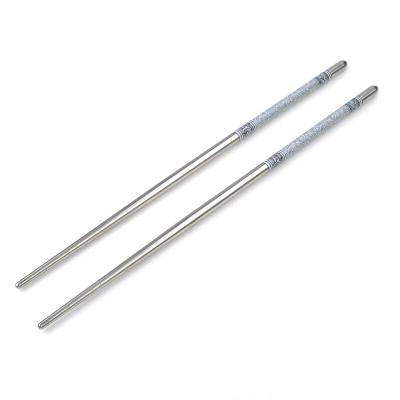 China 1 Pair Sustainable Reusable Chopsticks Covered With Stainless Steel With Chinese White Vine for sale