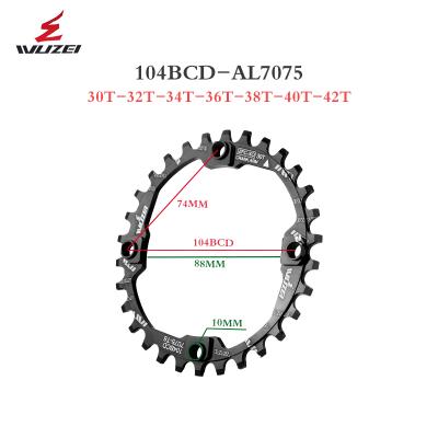 China WUZEI 104BCD Mountain Bikes Bicycle Parts MTB Bike Round Shape Chainrings 30/32/34/36/38/40/42/44/46/48T 50T 52T Bicycle Sprocket for sale