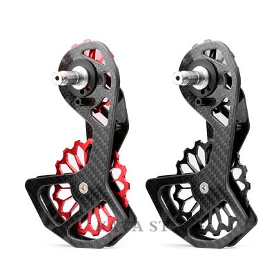 China WUZEI Carbon Fiber Road Bike Rear Derailleur For Shimano R5800 R6800 R7000 R8000 R9000 Ceramic Carbon Fiber 17T Pulley Bicycle Derailleur for sale