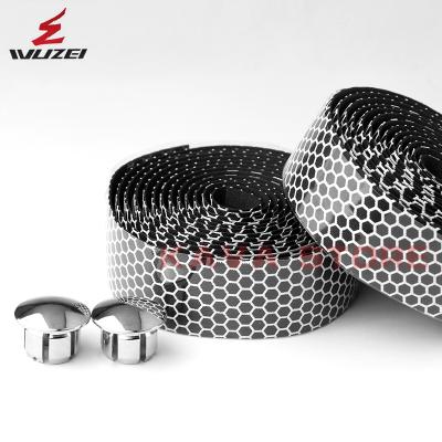 China WUZEI C01 Bike Handlebar Tape Road Bicycle Silica Gel EVA Shock Absorption Bicycle Handlebar Anti-Slip Tape With 2 Bars Plug Other for sale