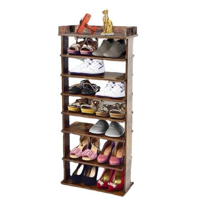 China Adjustable Entryway Shoe Rack (Waist) 8 Layers Shoe Shelf Storage Bamboo Rack for sale