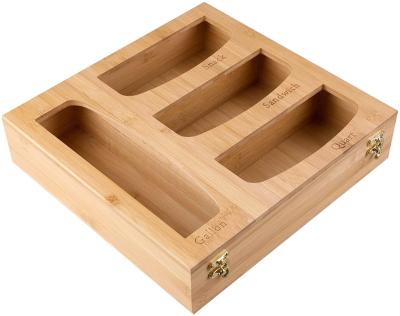 China Wooden Kitchen Drawer Organizers Viable With Dispenser Plastic Holder Envelope Bamboo Foil Bag Storage Ziplock Organizer for sale