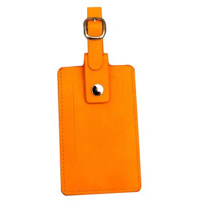 China Classic PU Leather Luggage Tag For Travel Solid Color Faux Leather Suitcase Tag Logo Packaging Promotion Gifts Custom Made for sale