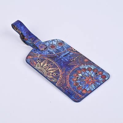 China Artistic Pattern Classic Luggage Tag Holders For Travel Retro PU Leather Suitcase Tags Can Custom Your Designs Logo Promotion Gifts for sale