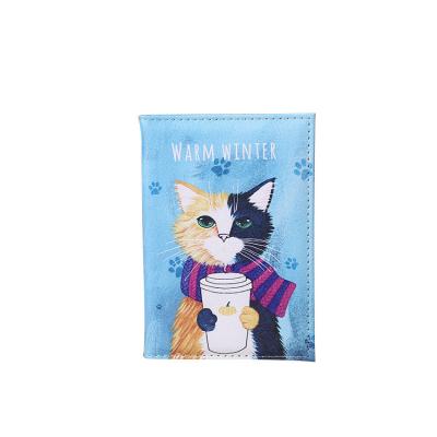 China Lovely Cartoon Cat Passport Holder PU Leather Airline Ticket Holder Waterproof Wallet For Travel Can Custom Your Designs Promotion Gifts for sale