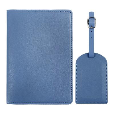 China Promotion Gifts PU Passport Cover Leather Holder And Luggage Tag Set Combo For Travel Business Trip Can Custom Logo Promotion Gifts for sale