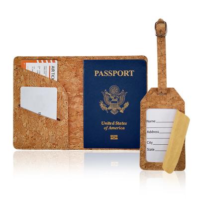 China Hot Sale Promotion Gifts Cork Passport Cover Holder And Luggage Tag Set Combo For Travel Suitcase Bags Can Custom Logo Promotion Gifts for sale