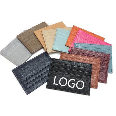 China Fashion Genuine Leather Card Holder Slim 7 Slots Real Leather Credit Card Holders Wallet Can Custom Logo Packaging Size for sale