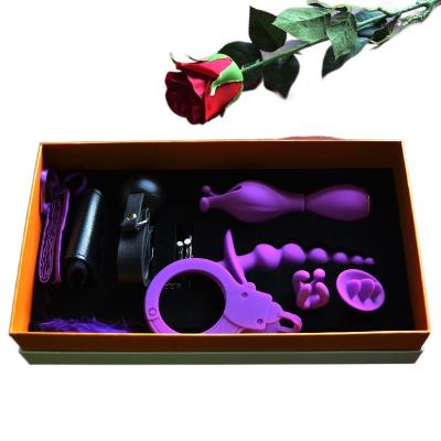 China New 10 Frequency Vibration Silicone Healthy Loss Ball Honey Bean Stimulation Handcuffs Nipple Clamps Sexy 9 Piece Set For Couples for sale