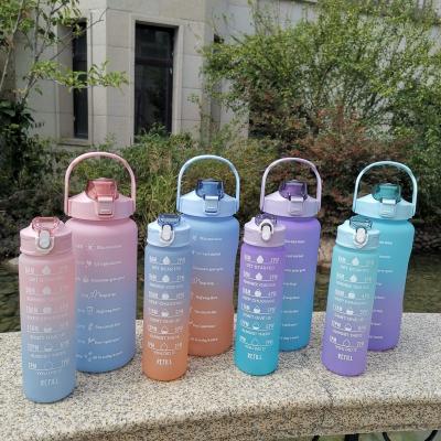 China New CLASSIC CLASSIC Gradient Space Plastic Cup Sports Water Cup Large Capacity Frosted Water Cup Straw Outdoor Portable for sale