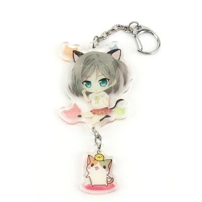 China Anime clear plastic fangqingmao epoxy photo twinkle custom printed acrylic linked key chain for sale